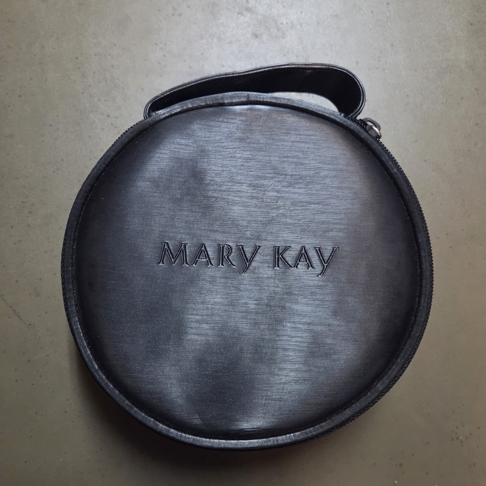 Mary Kay Black Round Makeup Purse With Adjustable Mirror Travel